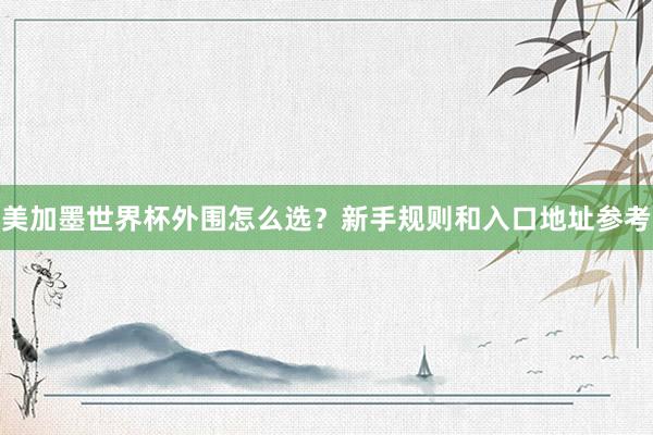 美加墨世界杯外围怎么选？新手规则和入口地址参考