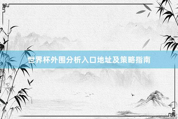 世界杯外围分析入口地址及策略指南